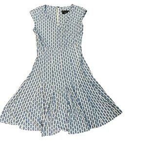 Just Taylor women’s Blue & White Geometric Print Fit & Flare Dress Size 6